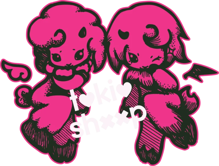 Koro y Sumi, las mascotas de Tokio sheep, marca de accesorios y chokers harajuku en chile