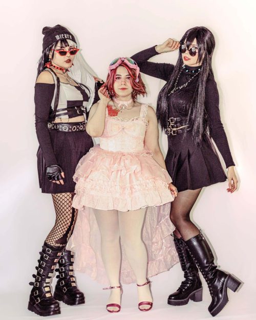 Lookbook Photoshoot Rompe lo Dulce Soft Backdrop Cute Dark Pink Choker Earrings Candy Portrait